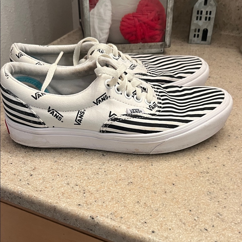 Vans Unisex Black and White Logo Canvas Sneakers